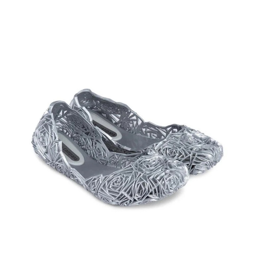 Melissa Campana Fitas Glitter Silver Ballet Flats